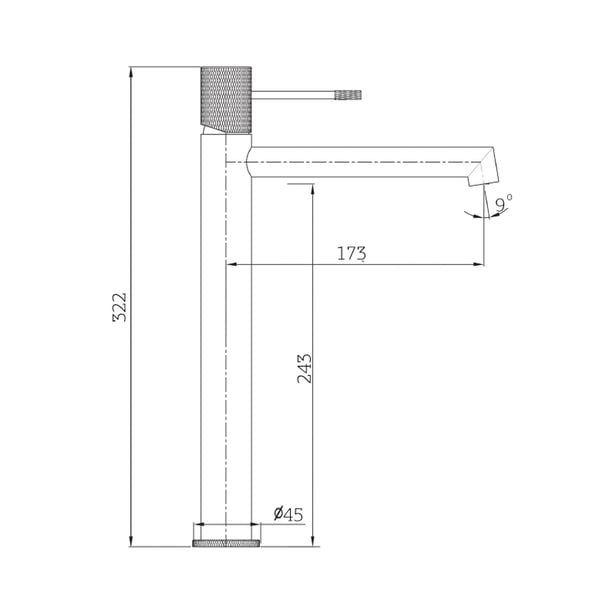 Μπαταρία Νιπτήρος Terra Black Matt Ψηλή
